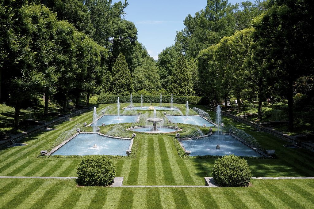 Striped formal lawn mowed to a precision finish